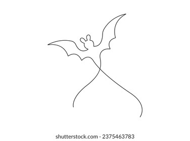 One continuous line drawing of cute flying bat for nature lover organization logo identity. Nocturnal mammal animal mascot concept for comic hero symbol. Vector illustration. Pro vector. 