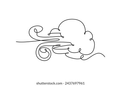 One continuous line drawing of Cute weather phenomena concept. Doodle vector illustration in simple linear style.