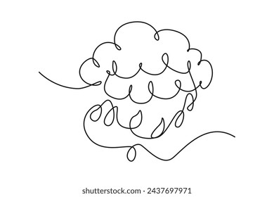 One continuous line drawing of Cute weather phenomena concept. Doodle vector illustration in simple linear style.