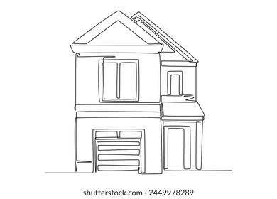 One continuous line drawing of cute house or small building concept. Doodle vector illustration in simple linear style.	
