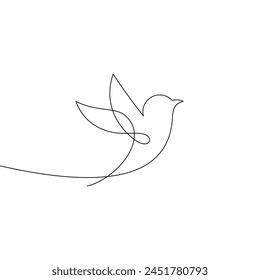 One continuous line drawing of cute hummingbird	