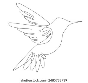 One continuous line drawing of cute hummingbird for business logo, vector illustration.