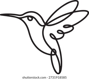 One continuous line drawing of cute hummingbird for company business logo identity. Little beauty bird mascot concept for conservation national forest. one line Icon drawing