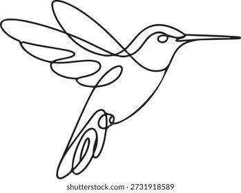 Eine durchgehende Linie Zeichnung von niedlichen Kolibri für Unternehmen Business-Logo-Identität. Kleine Schönheit Vogel Maskottchen Konzept für die Erhaltung der nationalen Wald. einzeilige Symbolzeichnung
