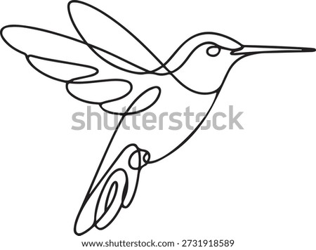 One continuous line drawing of cute hummingbird for company business logo identity. Little beauty bird mascot concept for conservation national forest. one line Icon drawing