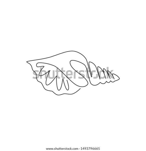 One\
continuous line drawing of cute sea snail shell for marine logo\
identity. Seashell mascot concept for nautical life icon. Modern\
single line draw design vector\
illustration