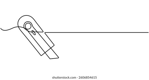 One continuous line drawing of cutter . Single line of cutter vector illustration, One single line drawing of man holding cutter knife. Handyman tools concept. Continuous line draw vector design.