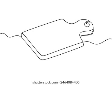 one continuous line drawing of cutting board isolated on white background. cooking and kitchen concept in simple linear style editable stroke.
