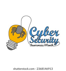 Eine durchgehende Zeichnung des Monats, in dem die Cyber-Sicherheitsbewusstsein zum Ausdruck kommt. Cybersicherheit Bewusstsein Monat Design in einfachen linearen Stil. Design-Konzept für den Cybersicherheitsmonat