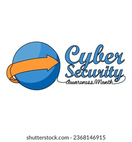 Un dibujo de línea continua de un mes de conciencia de ciberseguridad con fondo blanco. diseño de mes de conciencia de seguridad cibernética en un estilo lineal simple. vector de diseño de mes de conciencia de seguridad cibernética