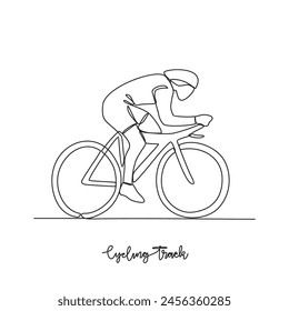 One continuous line drawing of Cycling track sports vector illustration. Cycling track sports design in simple linear continuous style vector concept. Sports themes design for your asset design.