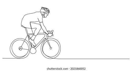 one continuous line drawing A cyclist or road cyclist health concept vector illustration
