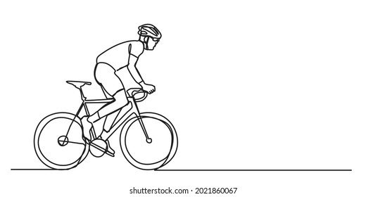 one continuous line drawing A cyclist or road cyclist health concept vector illustration
