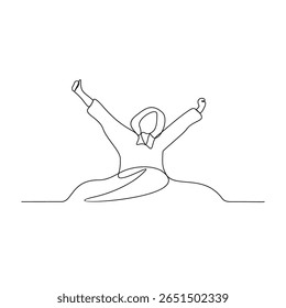 One continuous line drawing of a daily business woman activity vector illustration. wake up activity in simple linear style vector design concept. Suitable for your business purpose and design asset.