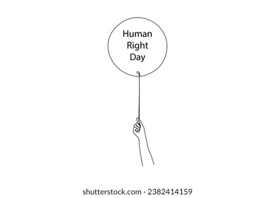 One continuous line drawing of December 10, World Human Rights Day concept. Doodle vector illustration in simple linear style.