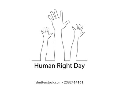 One continuous line drawing of December 10, World Human Rights Day concept. Doodle vector illustration in simple linear style.