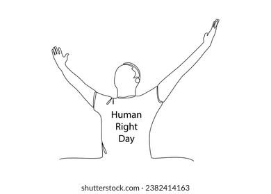 One continuous line drawing of December 10, World Human Rights Day concept. Doodle vector illustration in simple linear style.