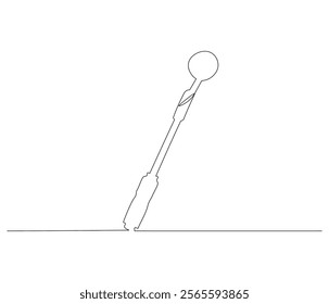 One continuous line drawing of dental mirror tool . Single line of dental mirror tool vector illustration
