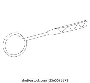 One continuous line drawing of dental mirror tool . Single line of dental mirror tool vector illustration
