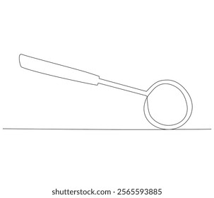 One continuous line drawing of dental mirror tool . Single line of dental mirror tool vector illustration
