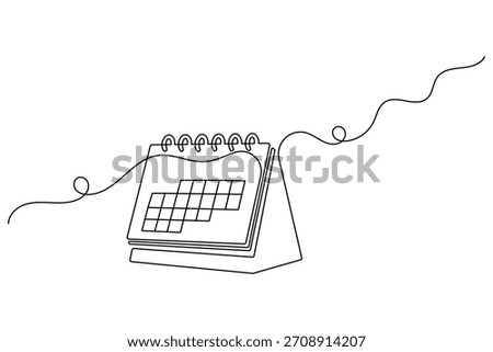 One continuous line drawing of a desk calendar, symbolizing time management, planning, and deadlines