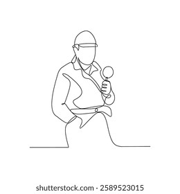 One continuous line drawing of a Detective is on duty vector design illustration. Detective occupation design illustration simple linear style vector concept. Detective illustration for your asset.