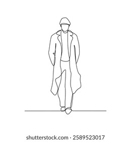 One continuous line drawing of a Detective is on duty vector design illustration. Detective occupation design illustration simple linear style vector concept. Detective illustration for your asset.