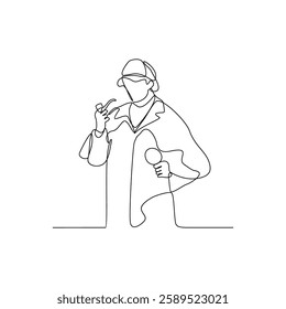 One continuous line drawing of a Detective is on duty vector design illustration. Detective occupation design illustration simple linear style vector concept. Detective illustration for your asset.