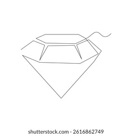One continuous line drawing of diamond. Single line drawing of diamond

