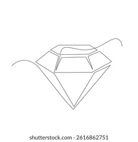 One continuous line drawing of diamond. Single line drawing of diamond

