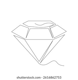 One continuous line drawing of diamond. Single line drawing of diamond

