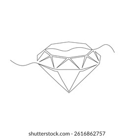 One continuous line drawing of diamond. Single line drawing of diamond

