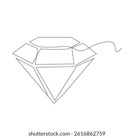 One continuous line drawing of diamond. Single line drawing of diamond

