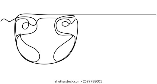 One Continuous Line Drawing of Diaper Icon. Single Line Vector Illustration, continuous line drawing. Line art, drawing baby diapers.