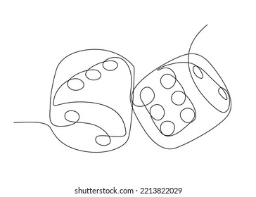 One continuous line drawing of dice. Thin Line Illustration vector concept. Contour Drawing Creative ideas.