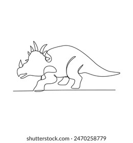 One continuous line drawing of Dinosaurs vector illustration. Dinosaurs animal themes in simple continuous line design vector concept. Dinosaurs were a diverse group of reptiles that ruled the Earth.