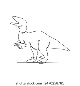 One continuous line drawing of Dinosaurs vector illustration. Dinosaurs animal themes in simple continuous line design vector concept. Dinosaurs were a diverse group of reptiles that ruled the Earth.