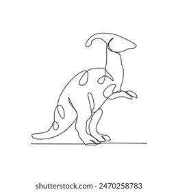 One continuous line drawing of Dinosaurs vector illustration. Dinosaurs animal themes in simple continuous line design vector concept. Dinosaurs were a diverse group of reptiles that ruled the Earth.