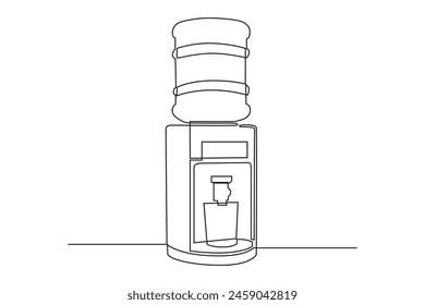 One continuous line drawing of continuous line dispenser and gallon. Electricity household gadget template concept. Trendy single line draw design vector graphic illustration