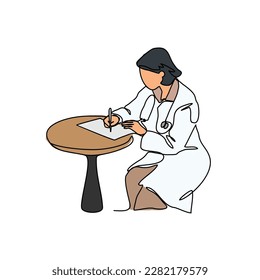 One continuous line drawing of a doctors write prescriptions. medical design concept with simple linear style. medical themes vector design illustration concept.