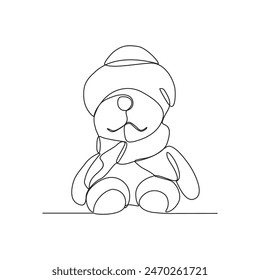 One continuous line drawing of Doll vector illustration. A doll is a toy figure representing a human or an animal. Doll have been made for centuries in various materials like wood, cloth and porcelain