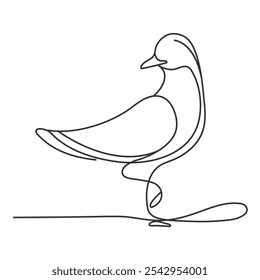 One continuous line drawing of dove with olive branch. Bird symbol of peace and freedom in simple linear style. Concept for national labor movement icon. Editable stroke. Doodle vector illustration.