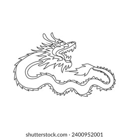 One continuous line drawing of Dragon as a symbol of Chinese New Year vector illustration. Chinese new year symbol illustration simple linear style vector concept. Dragon concept design asset.