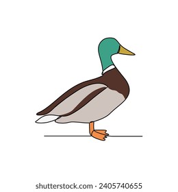 One continuous line drawing of duck vector illustration. Unravel the secrets of their streamlined bodies, perfectly designed for swimming and diving. animal theme design for your asset business design