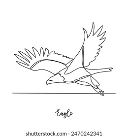 Un dibujo de línea continua de Ilustración vectorial de águila. Temas de aves de corral y animales de aves en concepto de diseño de línea continua simple. Las aves de corral se refieren a las aves domésticas criadas para su carne, huevos.