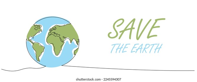 One continuous line drawing of Earth globe.World map doodle line drawing. Earth map hand drawn symbol. Isolated on white background. Vector  illustration