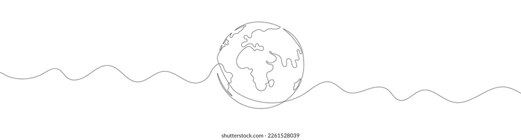 Un dibujo continuo de la Tierra. Ilustración vectorial. Planeta terrestre de fondo de una línea. Mapa de dibujo