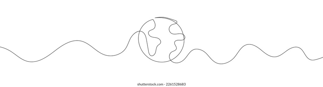 One continuous line drawing of Earth. Vector illustration. Earth globe one line background. Drawing map