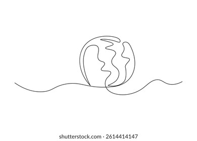 One continuous line drawing of Earth vector illustration Earth globe one line art drawing map
