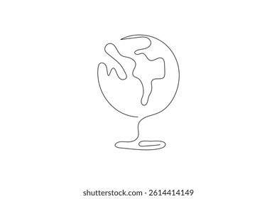 One continuous line drawing of Earth vector illustration Earth globe one line art drawing map
